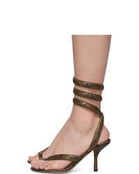 Bottega Veneta Khaki Python Heeled Sandals