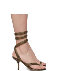 Bottega Veneta Khaki Python Heeled Sandals