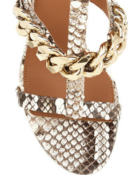 Givenchy Python Sandals With Gold Chain Gray