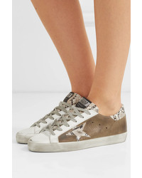 Golden Goose Distressed Leather And Suede Sneakers