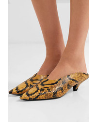 Proenza Schouler Snake Effect Leather Mules