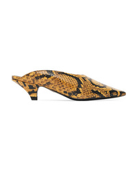 Proenza Schouler Snake Effect Leather Mules