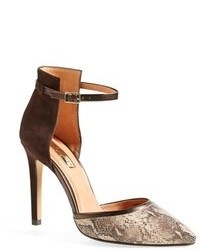 Brown Snake Leather Pumps