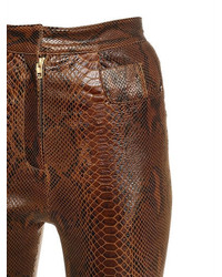 Balmain Skinny Python Printed Leather Pants