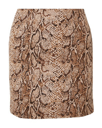 Reformation Oak Snake Print Stretch Jersey Mini Skirt