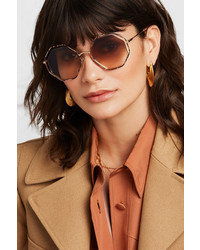 Chloé Poppy Petite Octagon Frame Snake Effect Acetate And Gold Tone Sunglasses