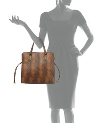 Neiman Marcus Sally Python Print Tote Bag Cognac