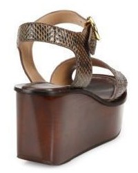 Michael Kors Michl Kors Collection Bridgette Snakeskin Wedge Platform Sandals