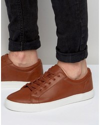 Asos Lace Up Sneakers In Tan