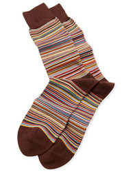 Paul Smith Fine Multi Stripe Socks Brown