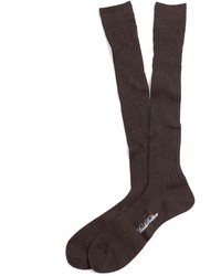 Brooks Brothers Merino Wool Ribbed Over The Calf Socks