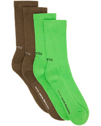 SOCKSSS Two Pack Brown Green Socks