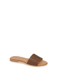 Brown Straw Flat Sandals
