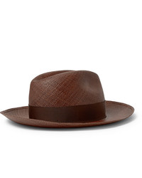 Borsalino Grosgrain Trimmed Straw Panama Hat