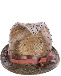Brunello Cucinelli Straw Fedora Hat