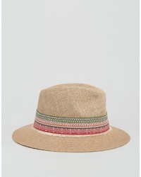 Asos Straw Fedora Hat With Festival Unfinished Band