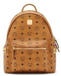 Brown Studded Canvas Backpack