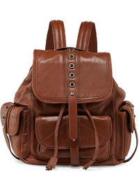 Brown Studded Leather Backpack
