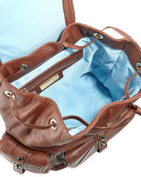 Cynthia Rowley Sienna Studded Leather Backpack Brandy