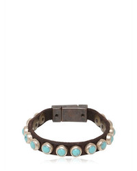 Campomaggi Turquoise Studded Leather Bracelet