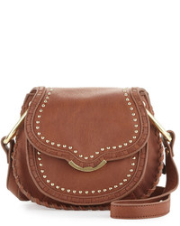 Brown Studded Leather Crossbody Bag