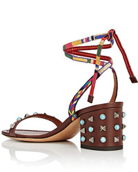 Valentino Rockstud Rolling Leather Ankle Tie Sandals
