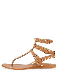 Ash Oasis Studded Ankle Wrap Flat Thong Sandal New Nude