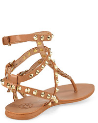 Ash Oasis Studded Ankle Wrap Flat Thong Sandal New Nude