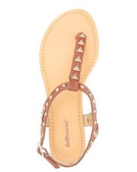 Dollhouse Studded T Strap Thong Sandals