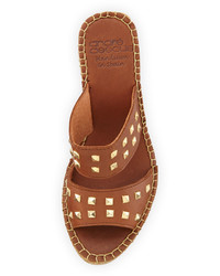 Andr Assous Bally Studded Leather Wedge Sandal Cuero