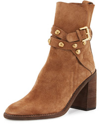 See by Chloe Janis Studded Suede Bootie Stucco Tan