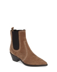 Brown Studded Suede Chelsea Boots