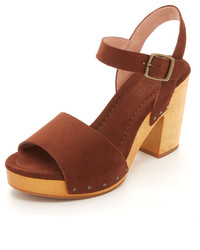 Brown Studded Suede Heeled Sandals