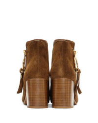 See by Chloe Brown Suede Medium Louise Ankle Boots