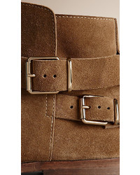 Burberry Buckle Detail Suede Ankle Boots