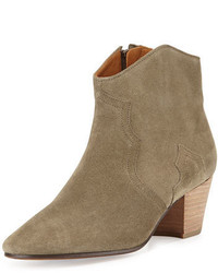 Isabel Marant Dicker Suede Western Bootie Taupe