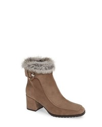 Aquatalia Genuine Rabbit Block Heel Bootie