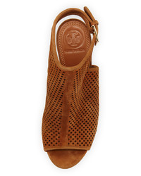Tory Burch Jesse Perforated Open Toe Bootie Tan
