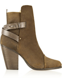 Rag and Bone Rag Bone Kinsey Leather Trimmed Waxed Suede Ankle Boots