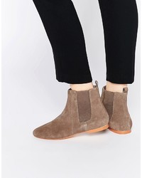 Faith Smith Taupe Suede Leather Ankle Boots