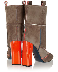Fendi Suede Ankle Boots Taupe