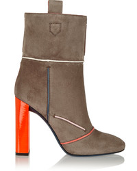 Fendi Suede Ankle Boots Taupe
