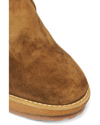 Burberry Suede Wedge Boots Tan