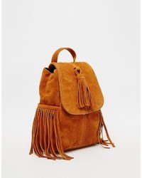 Asos Collection Mini Suede Festival Backpack With Tassels