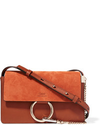 Chloé Faye Small Leather And Suede Shoulder Bag Tan