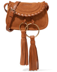 See by Chloe See By Chlo Polly Mini Leather Trimmed Tasseled Suede Shoulder Bag Tan