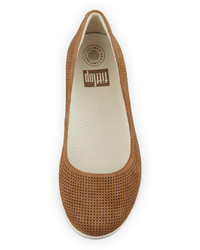 FitFlop Adora Perforated Ballerina Flat Brown