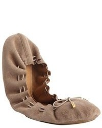 AERIN Rin Clay Suede Bow Detail Antibes Ballet Flats