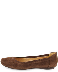 Neiman Marcus Seyna Suede Scalloped Flat