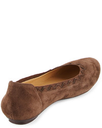 Neiman Marcus Seyna Suede Scalloped Flat